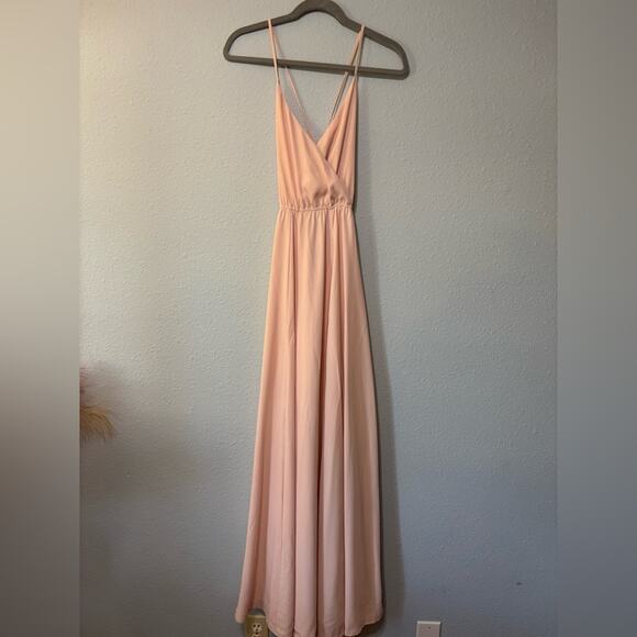Lulu’s Everything’s Alright Blush Pink Backless Maxi Dress S - Picture 5 of 10